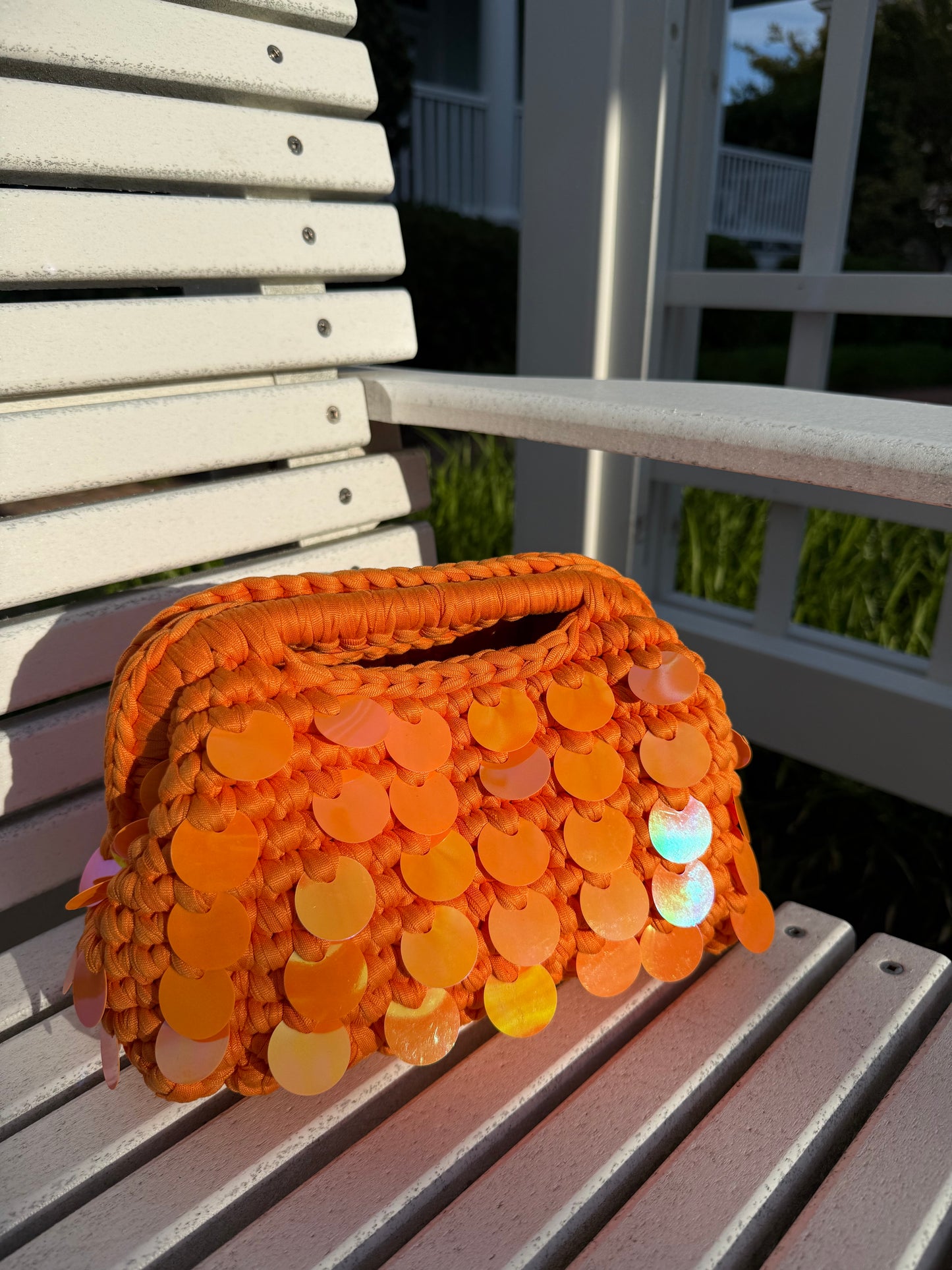 ST. TROPEZ SEQUIN CLUTCH ORANGE
