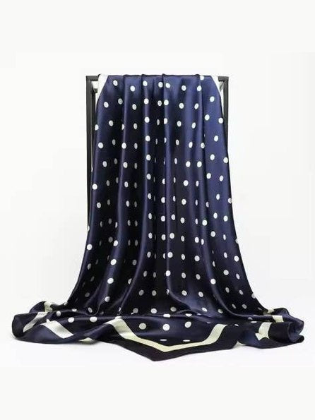 LARGE POLKA DOT PRINT BANDANA SCARF NAVY