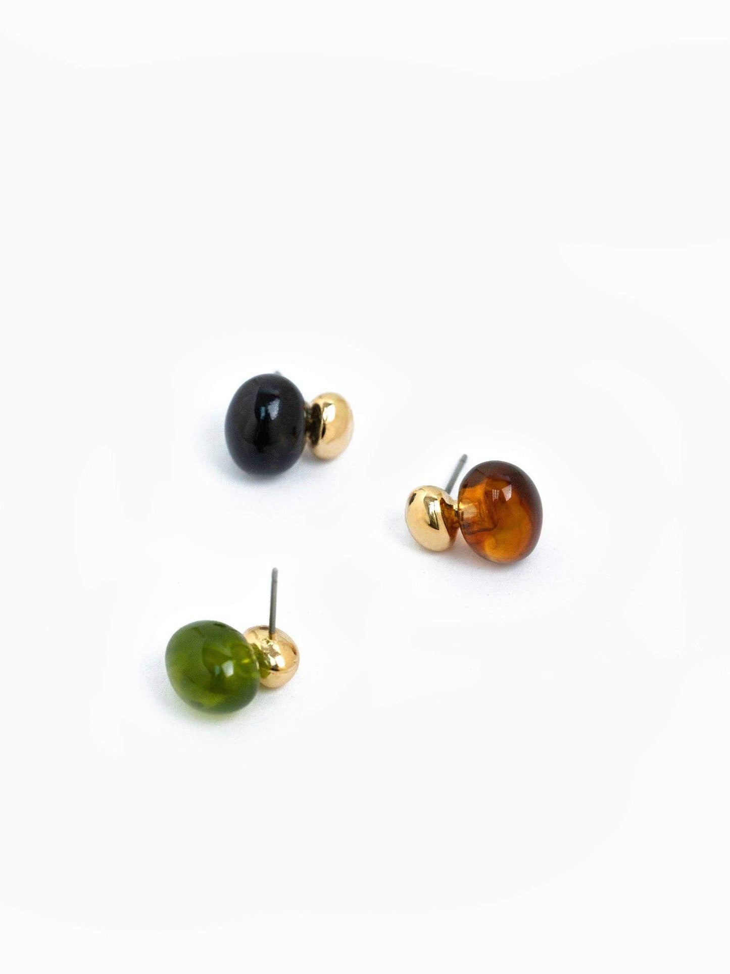 Double Vision Marble Stone Studs: Brown