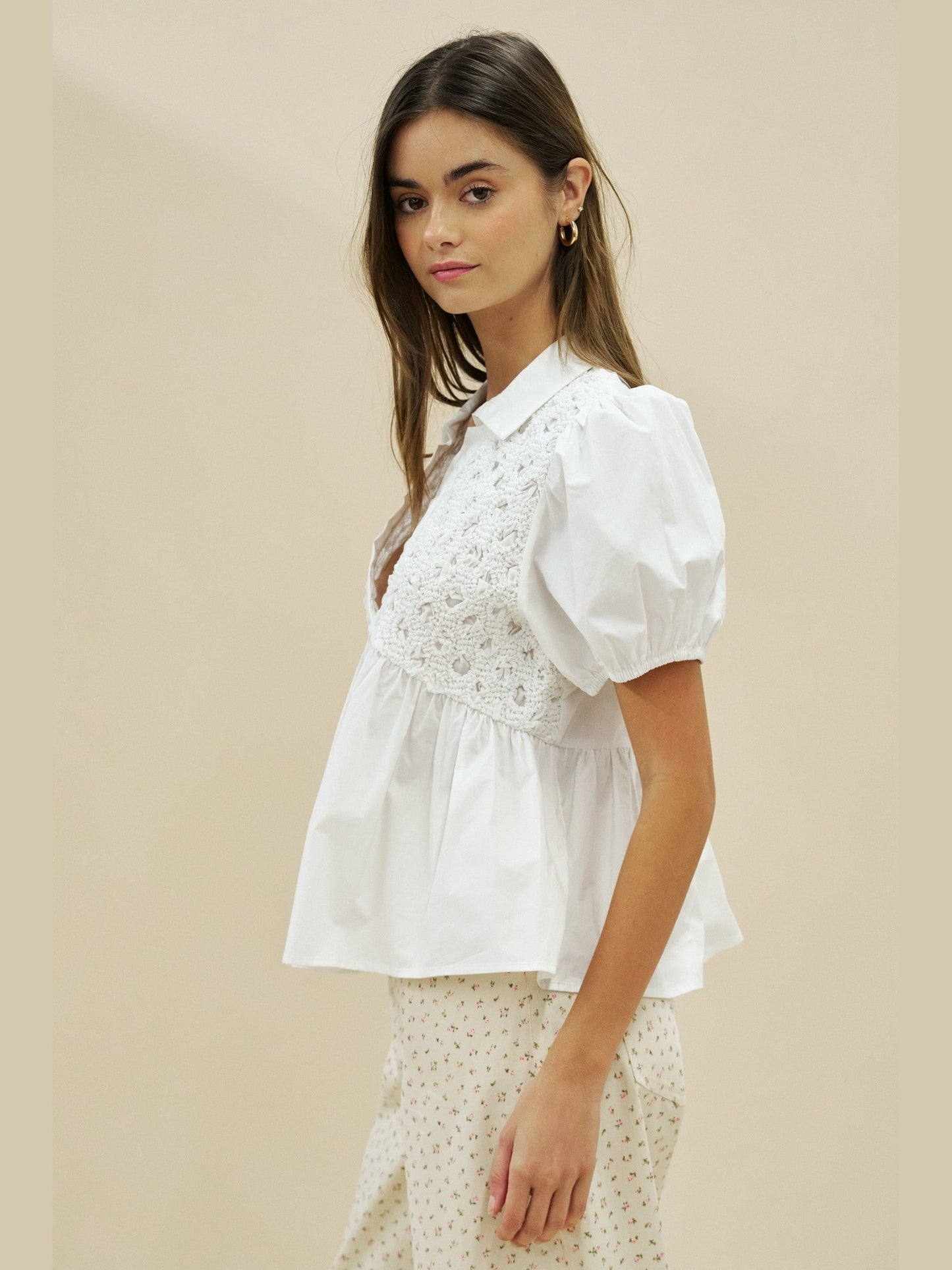 MISSY MIXED MEDIA BABYDOLL TOP