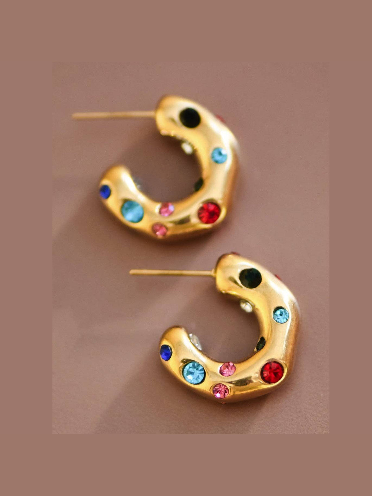 18K Gold Plated Waterproof Stainless Steel Hoop Earrings