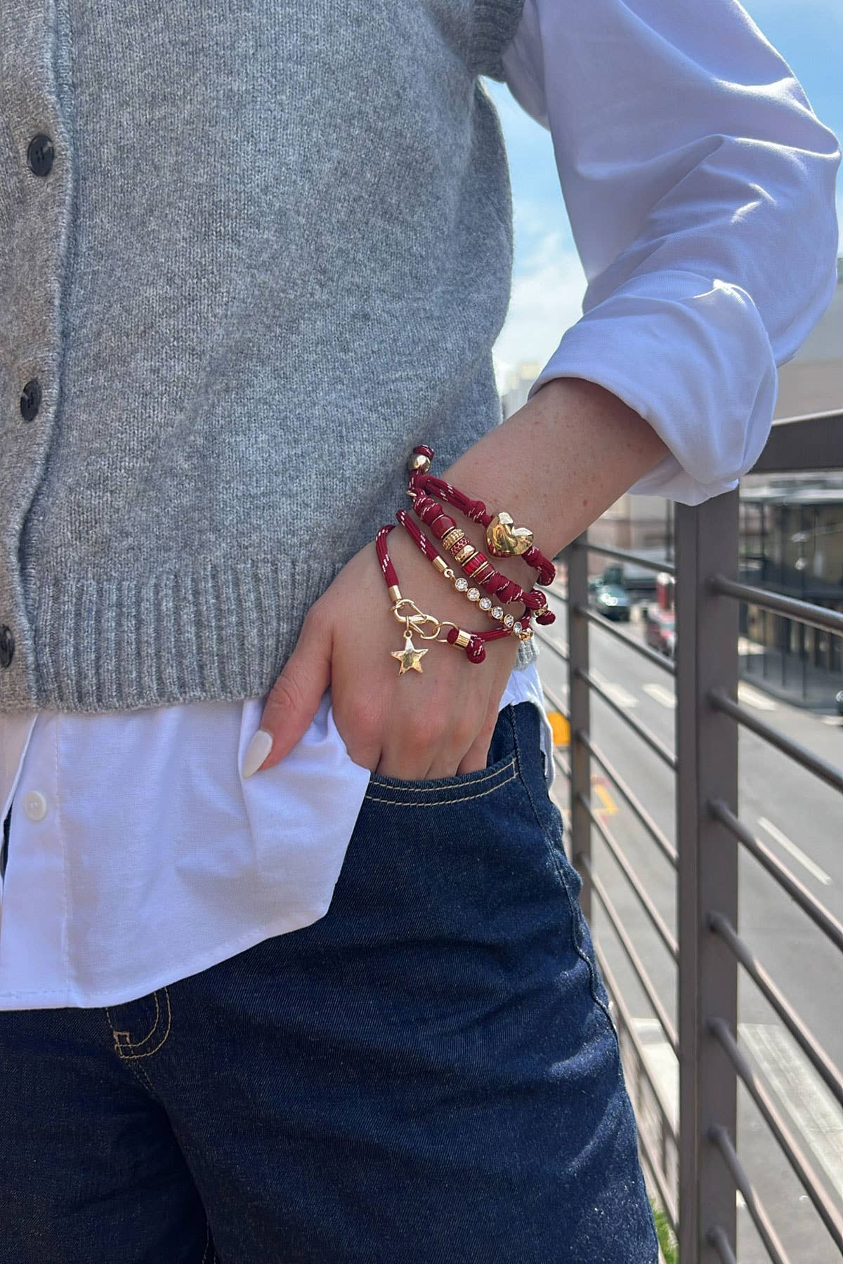 Lottie Multi Bead Paracord Bracelet: Brown