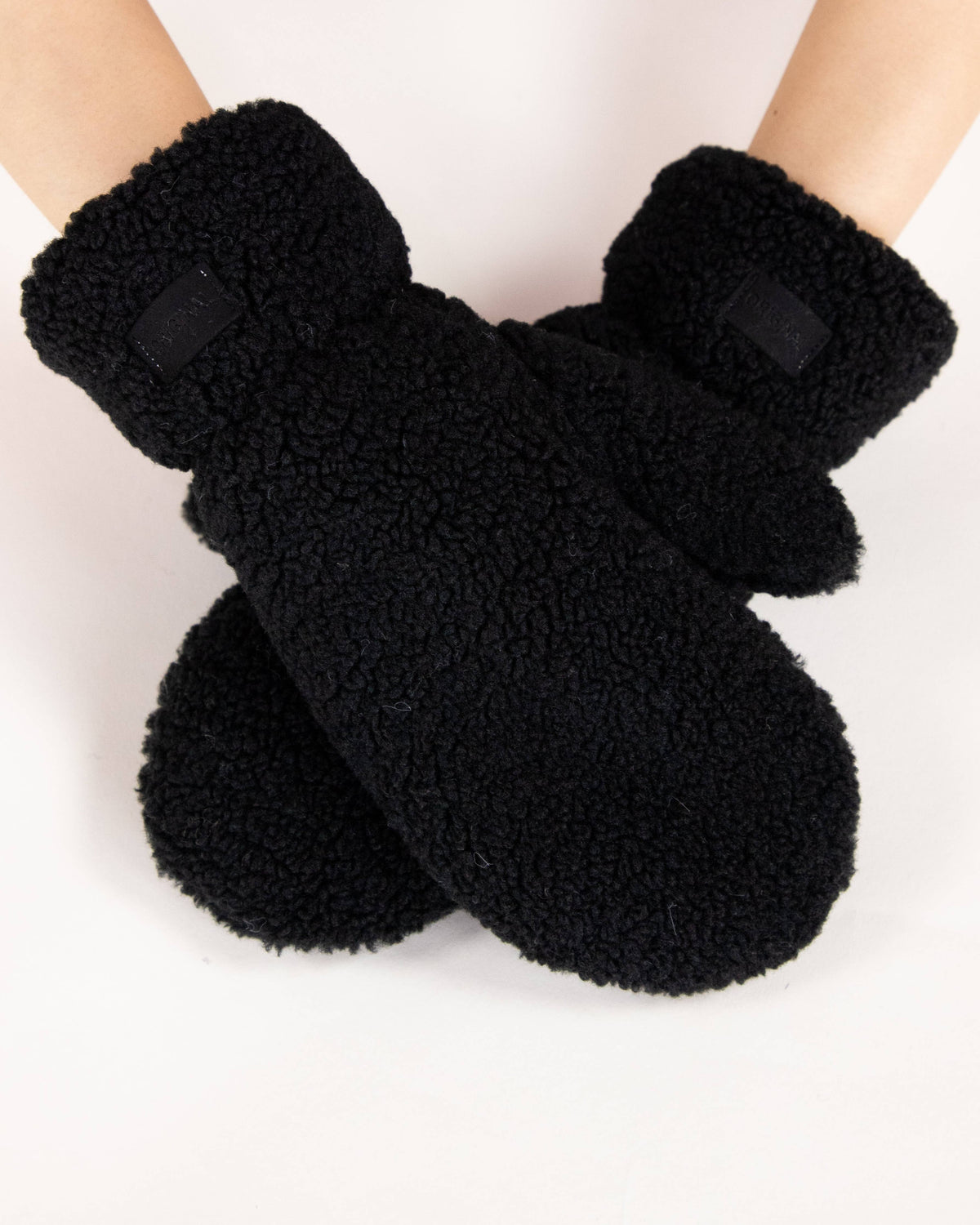 Solid Fuzzy Faux Fur Mittens - BLACK: BLACK