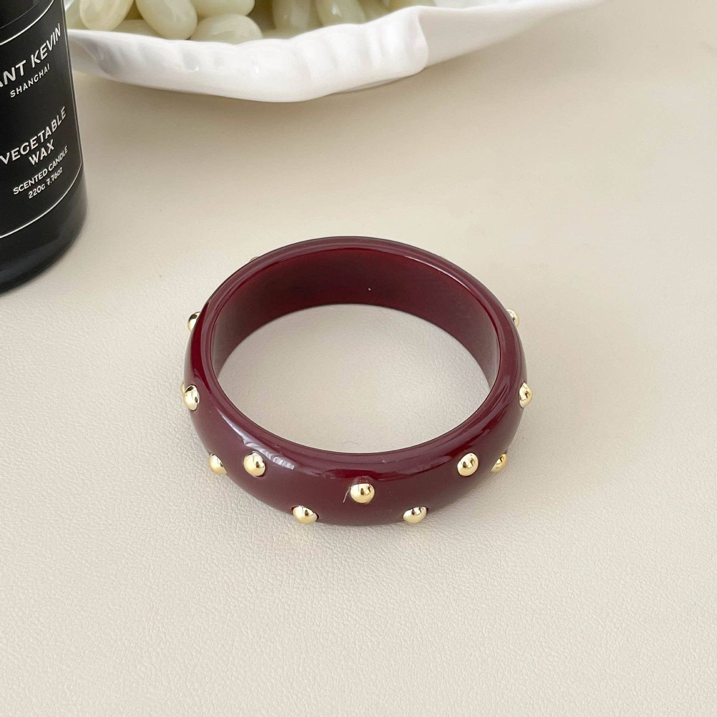 Gold Stud Acrylic Bangle Bracelet