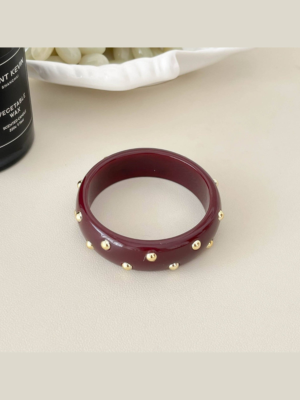 Gold Stud Acrylic Bangle Bracelet