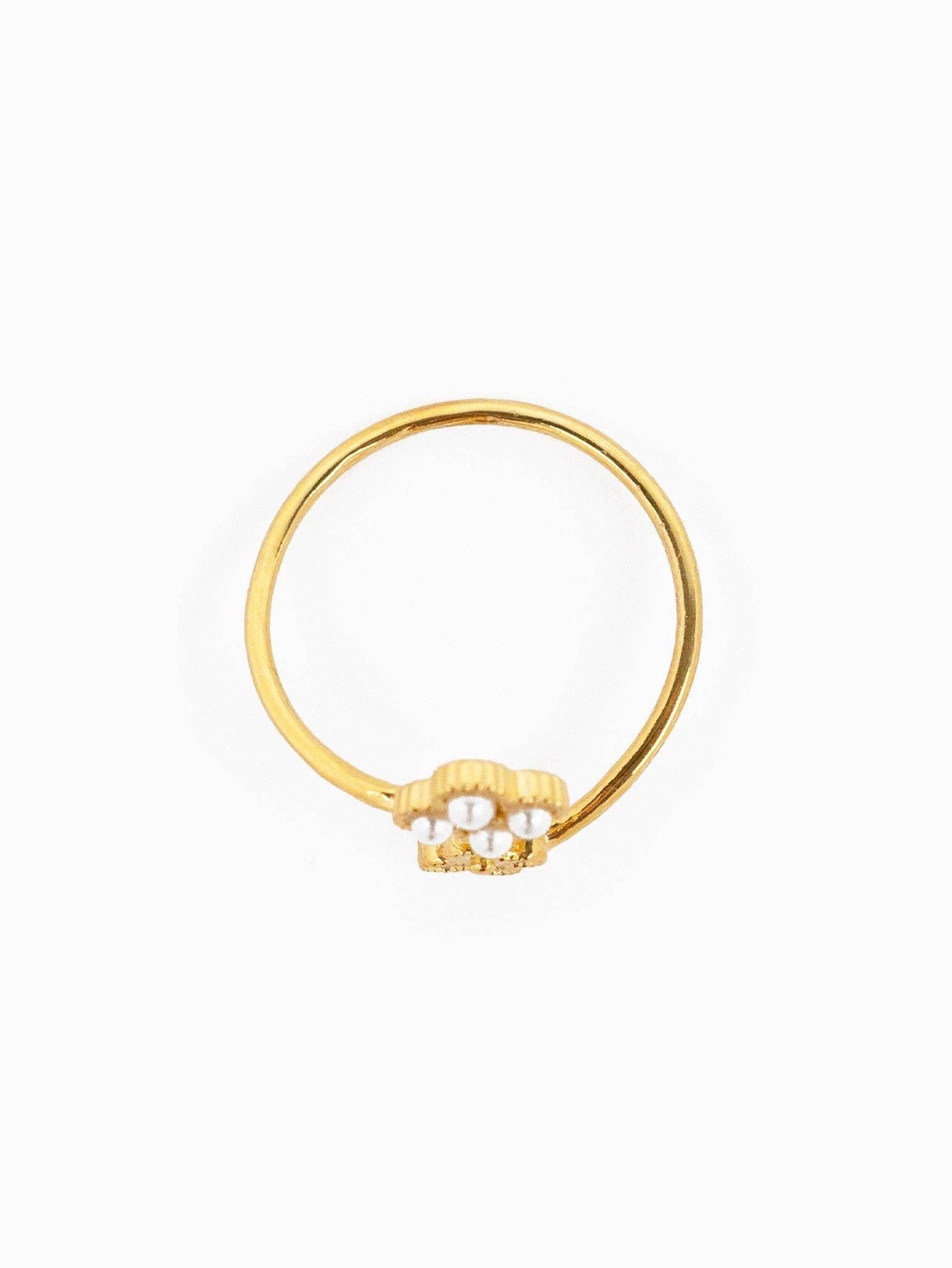 LUCKY ME ADJUSTABLE PEARL CLOVER RING