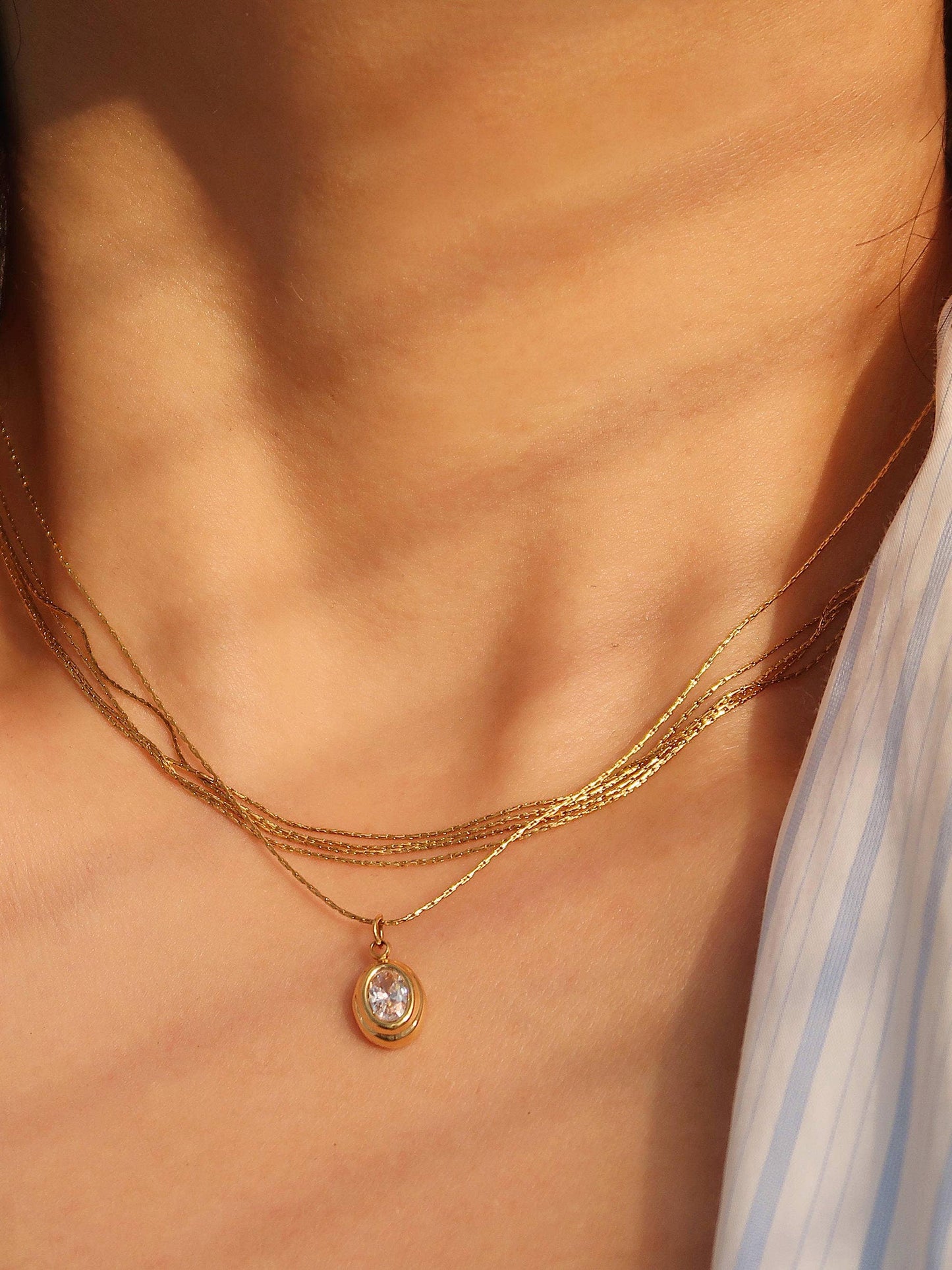 Cornelia 18K Gold Non-Tarnish Gemstone Necklace