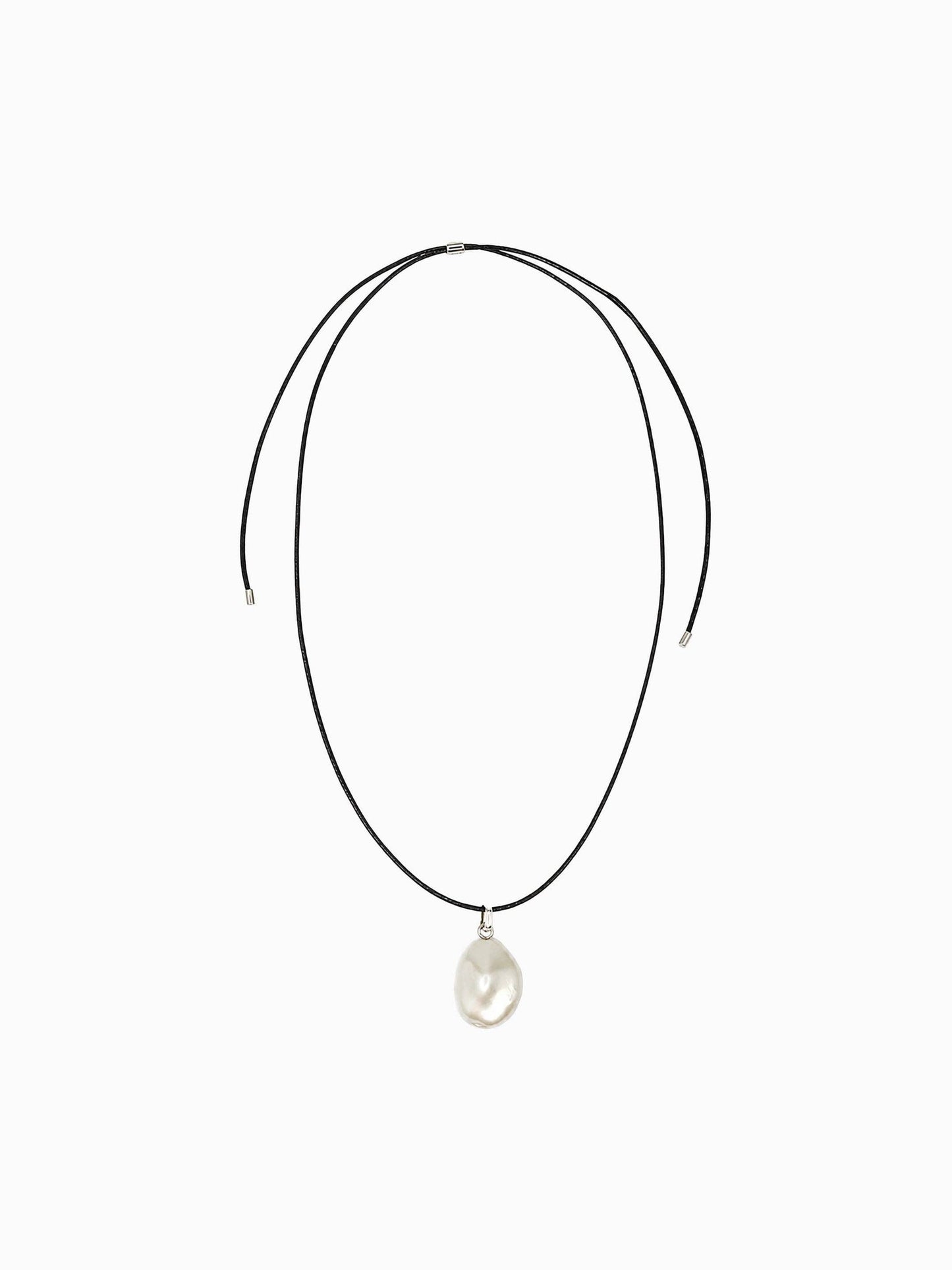 Organic Pearl Pendant Adjustable Cord Necklace