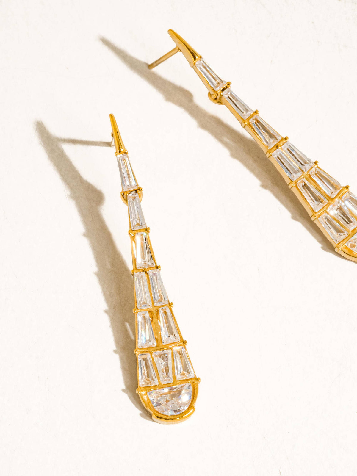 Ronze 18K Gold Non-Tarnish CZ Serpent Earrings: Yellow Gold