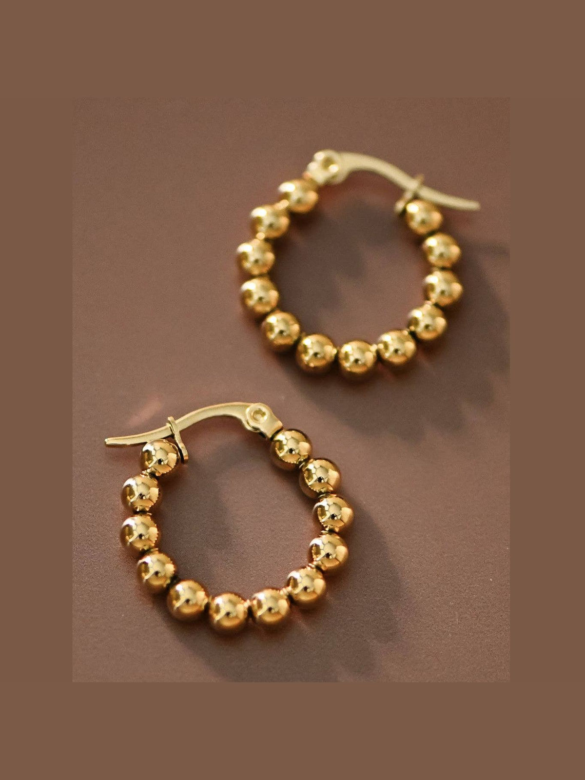 18K Gold Plated Waterproof Stainless Steel Hoop Earrings
