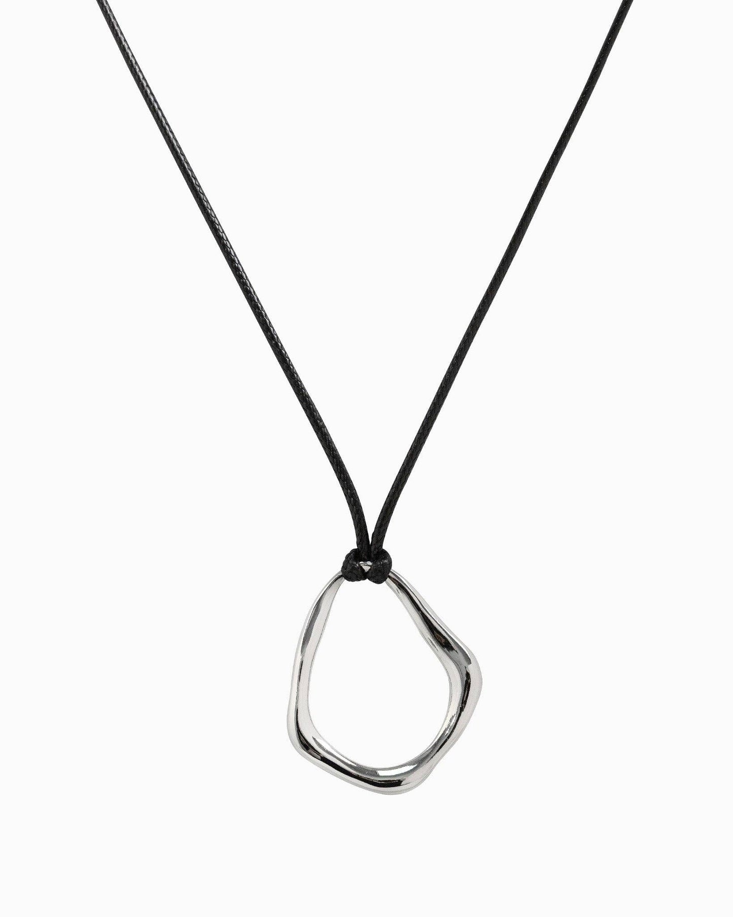 Abstract Wave Cord Necklace: Silver