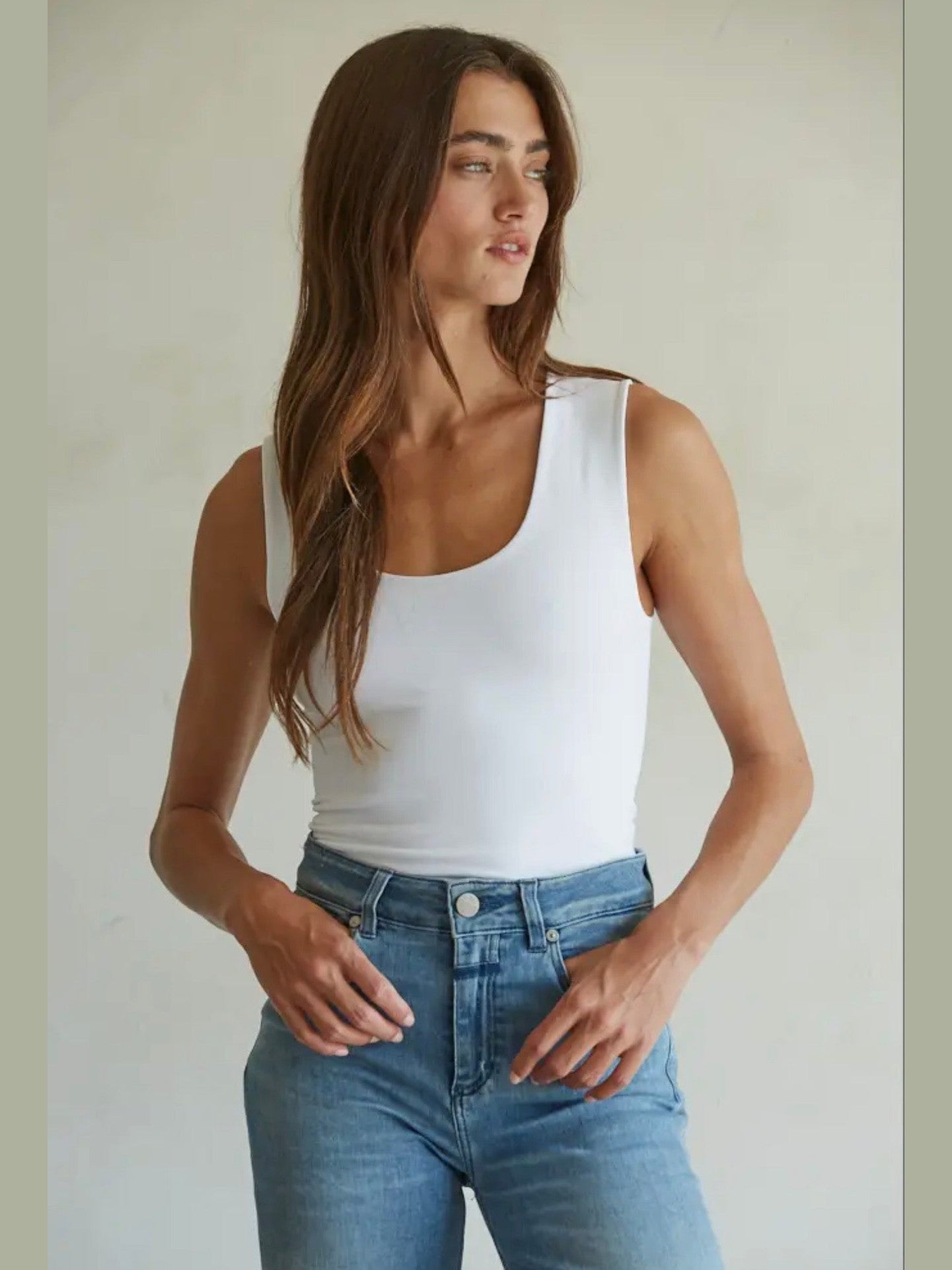 CLEO DOUBLE LINED TANK WHITE