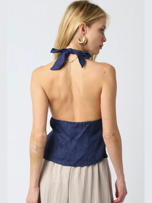 KENYA HALTER LINEN TOP