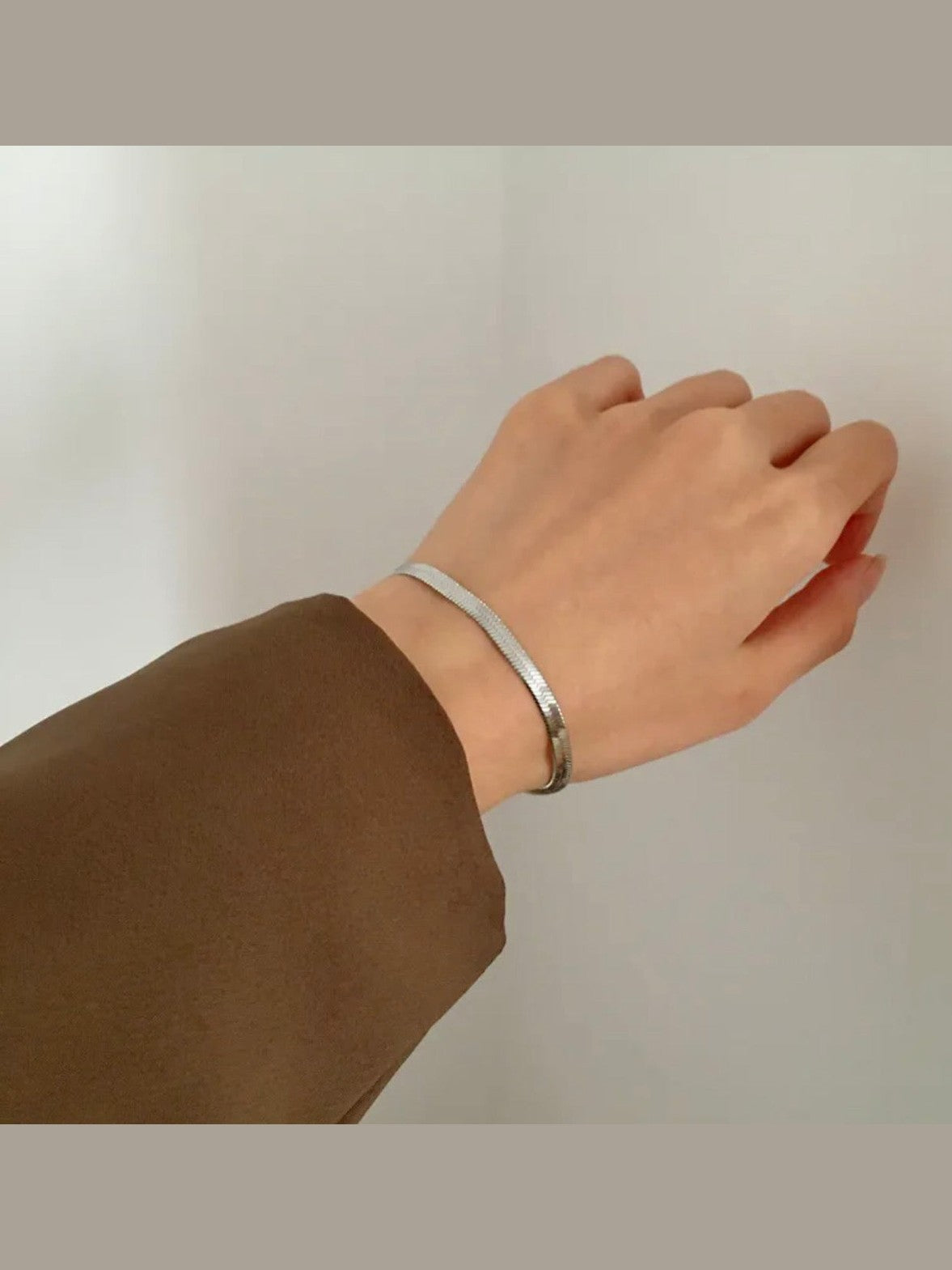 WATERPROOF HERRINGBONE CHAIN SILVER