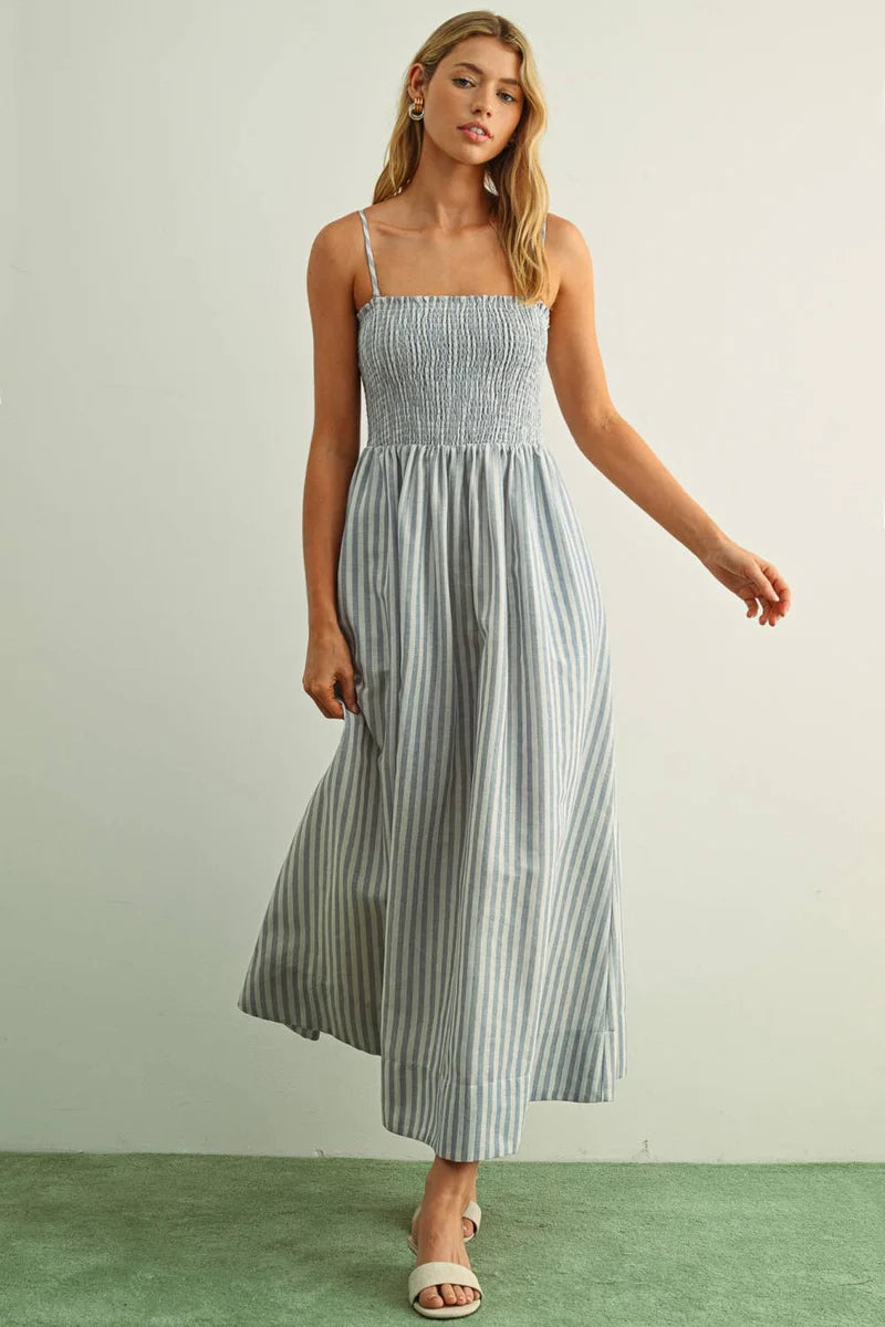 HARBOUR COTTON SMOCKED MAXI DRESS