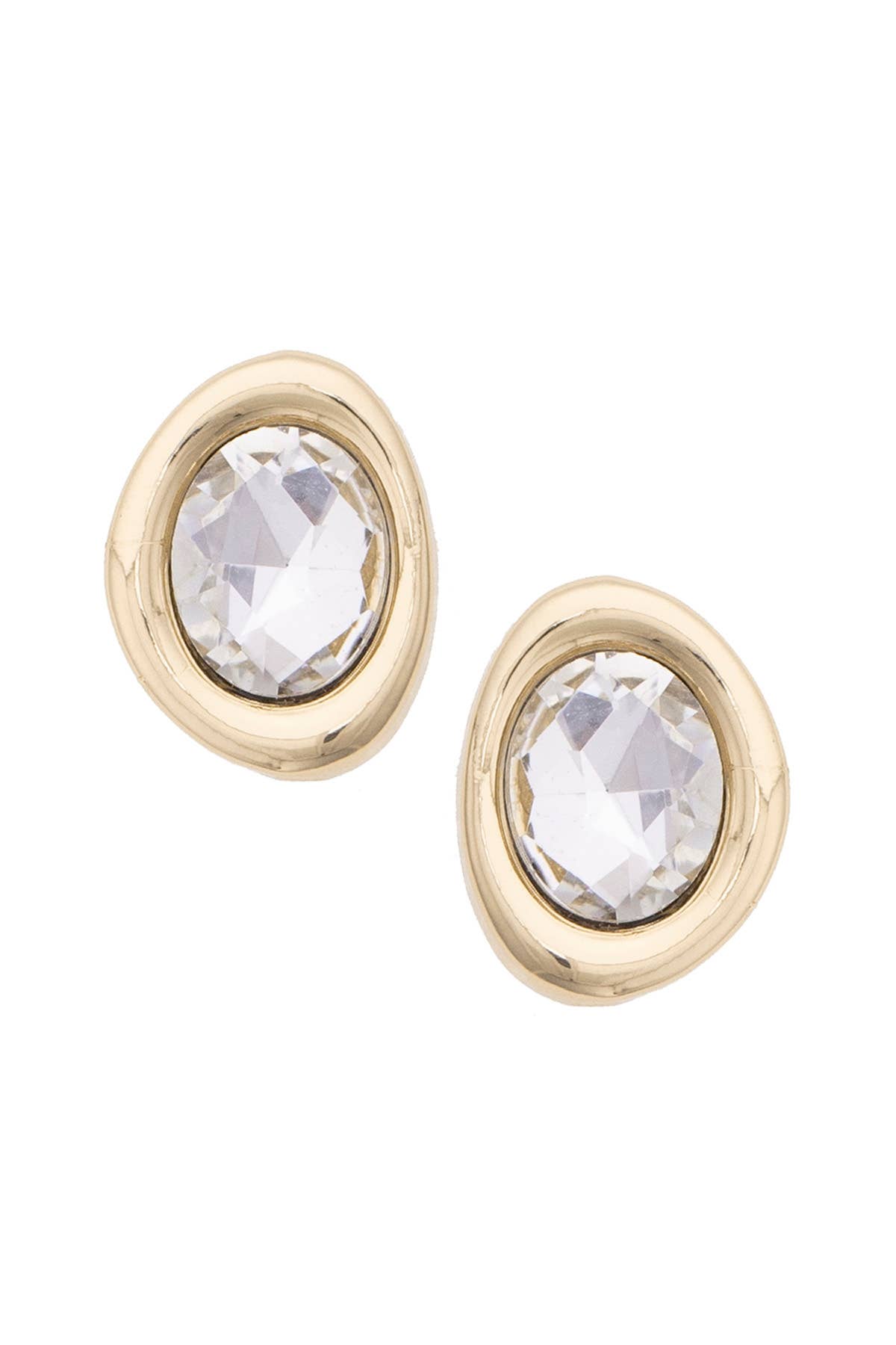 Drew Molten Bezel Stud Earrings in Shiny Gold