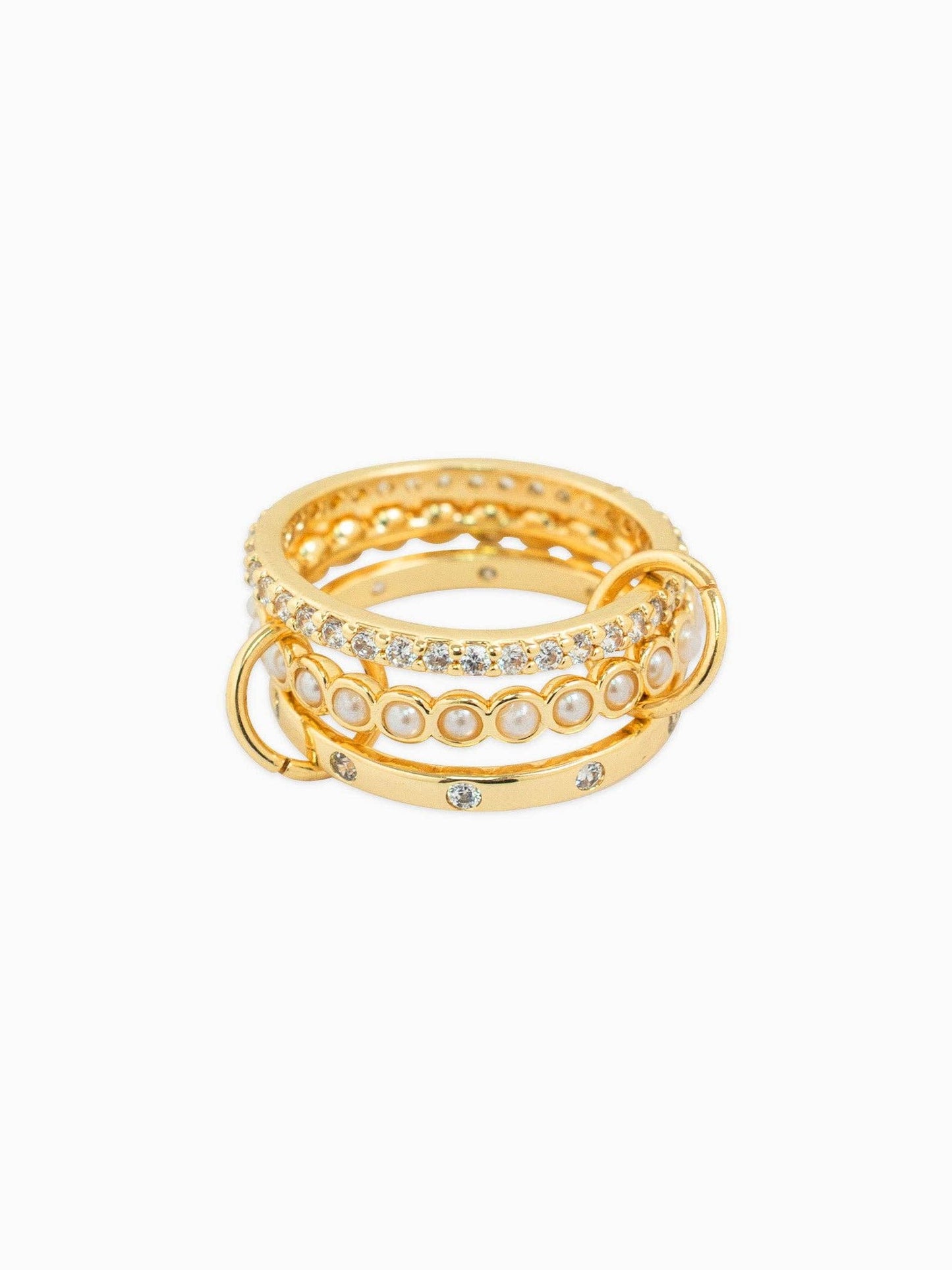 So Chic Interlocking Pearl and CZ Ring