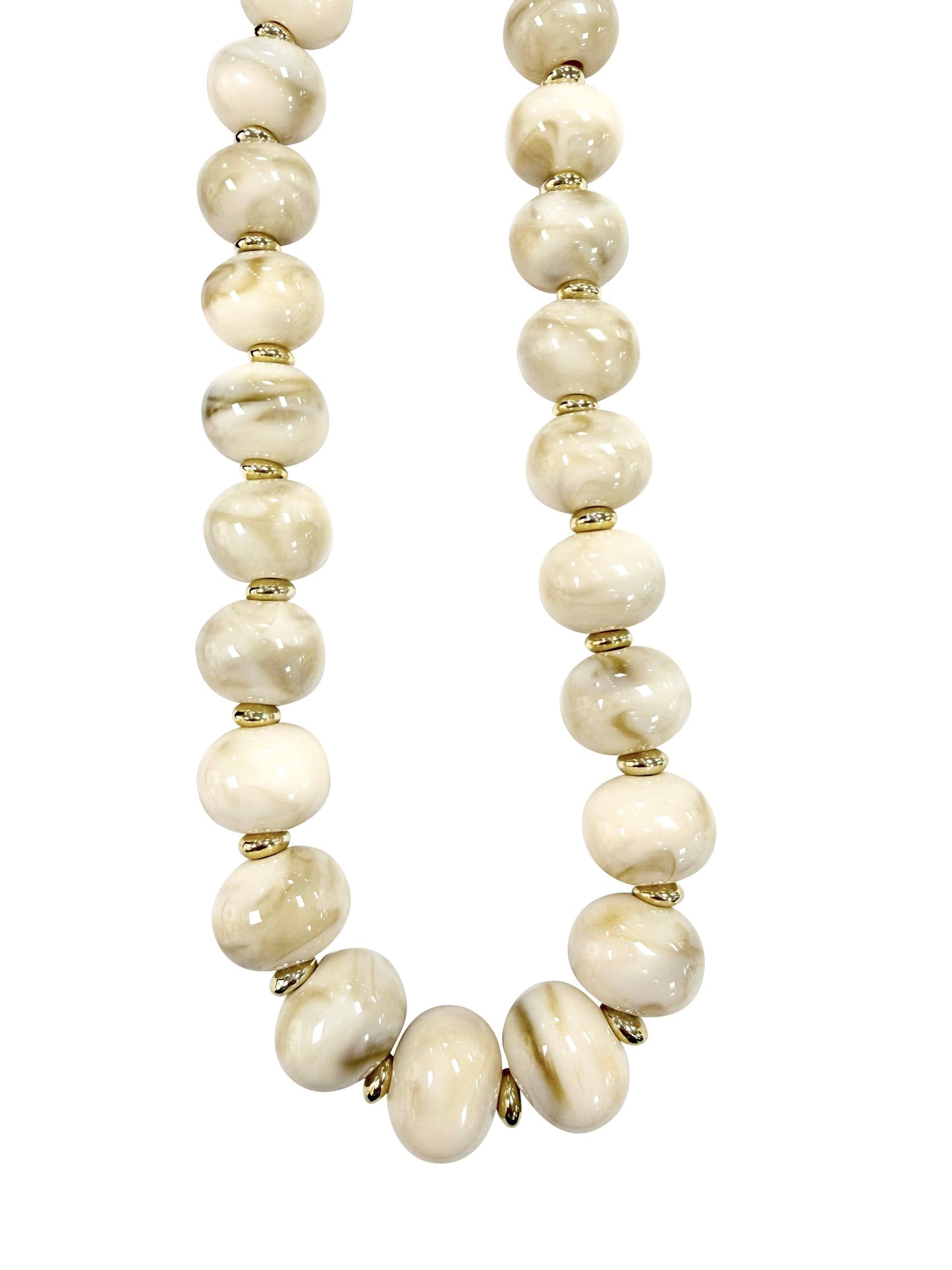 Marble Chunky Beaded Necklace- Cream