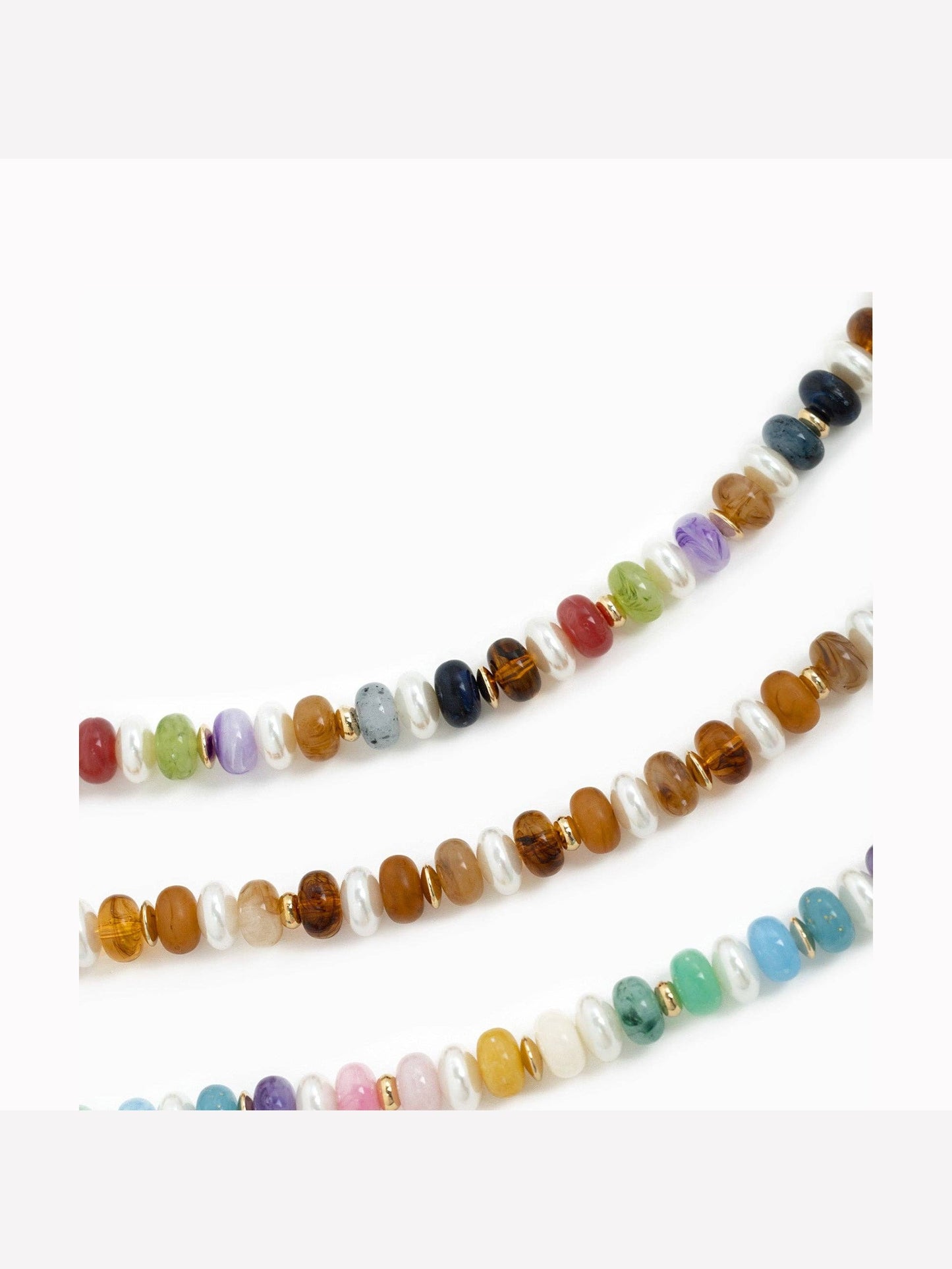Marble Color Pearl Beaded Necklace: Brown