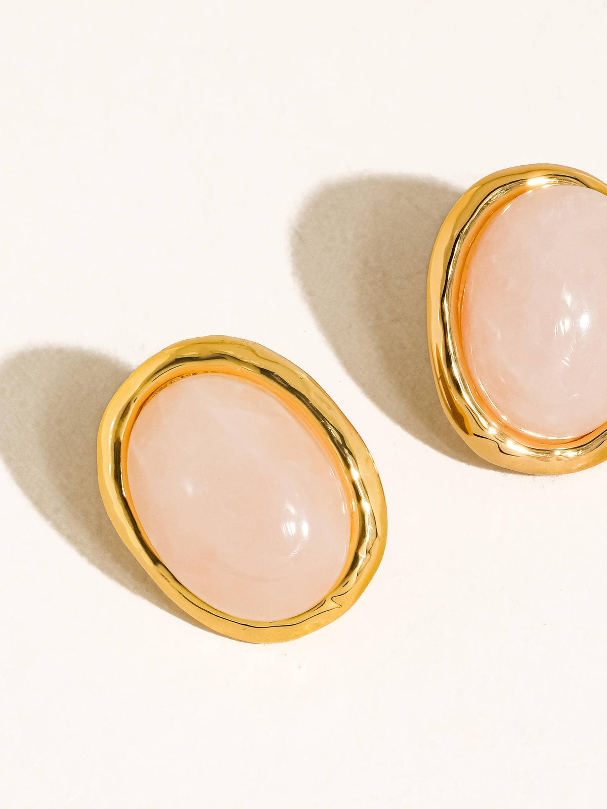 Dahlia 18K Gold Vintage Natural Stone Earring: Rose