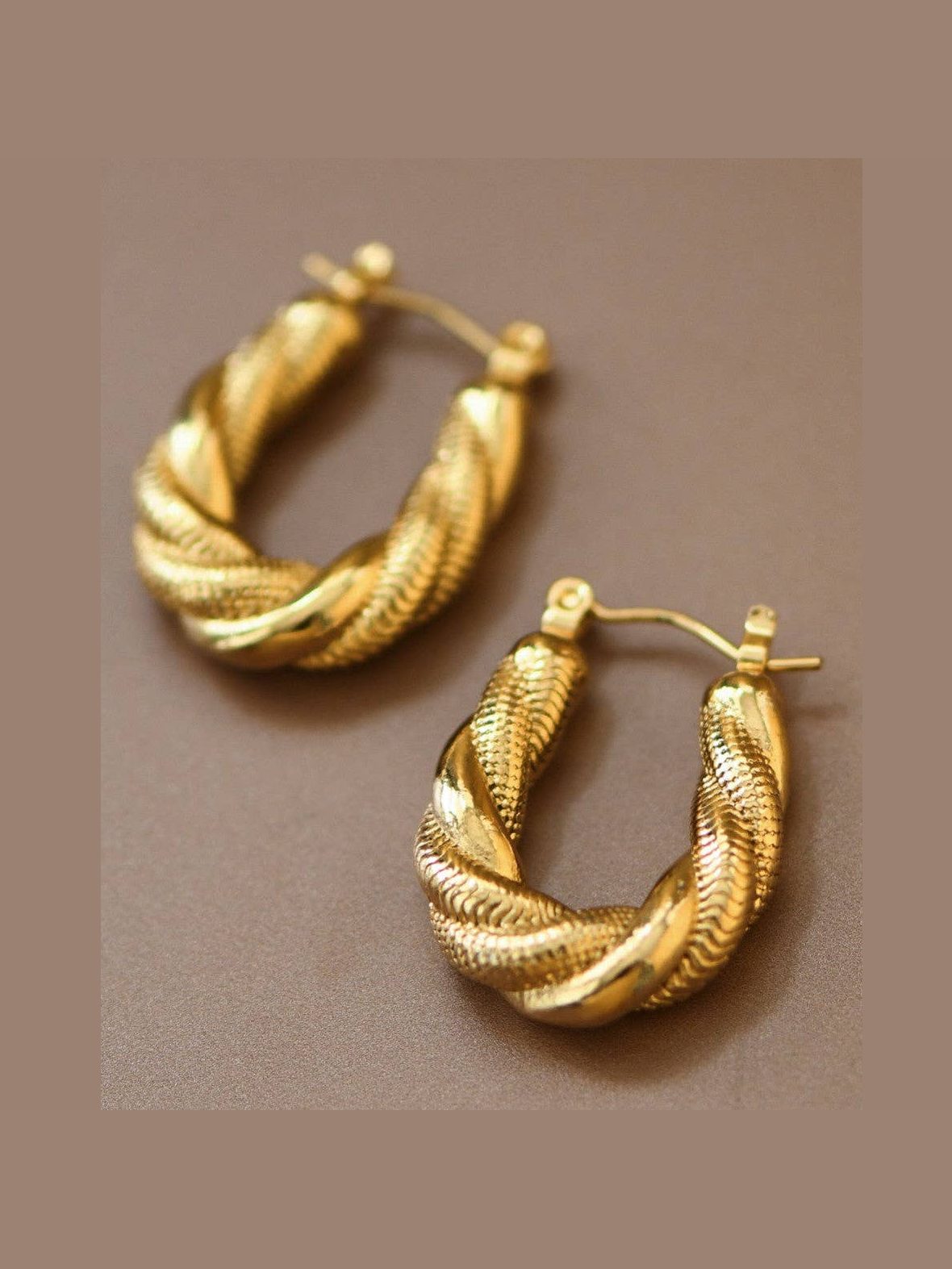 18K Gold Plated Waterproof Stainless Steel Hoop Earrings