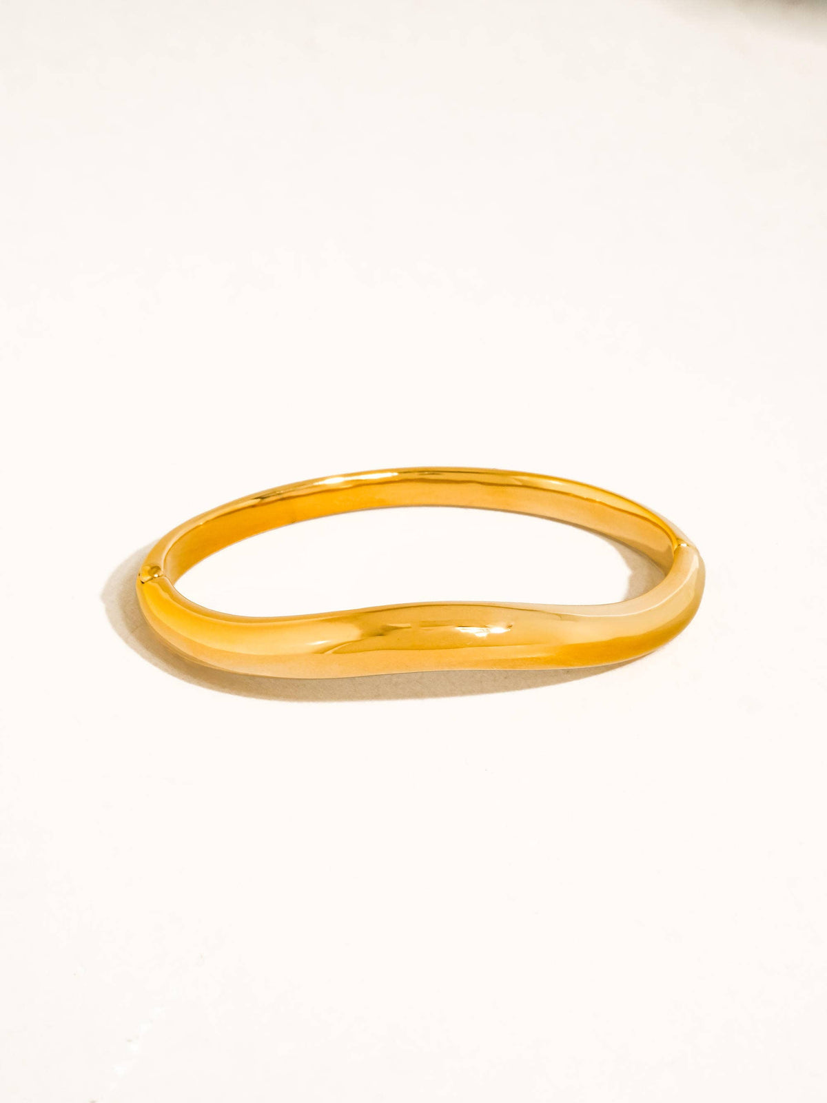 Mathieu 18K Gold Non-Tarnish Sculptural Bangle Bracelet: Yellow Gold