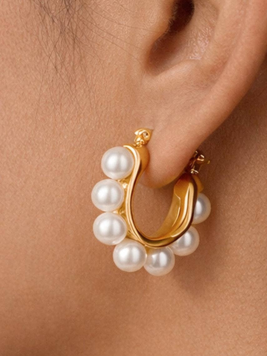 18K Gold Plated Waterproof Stainless Steel Hoop Earrings