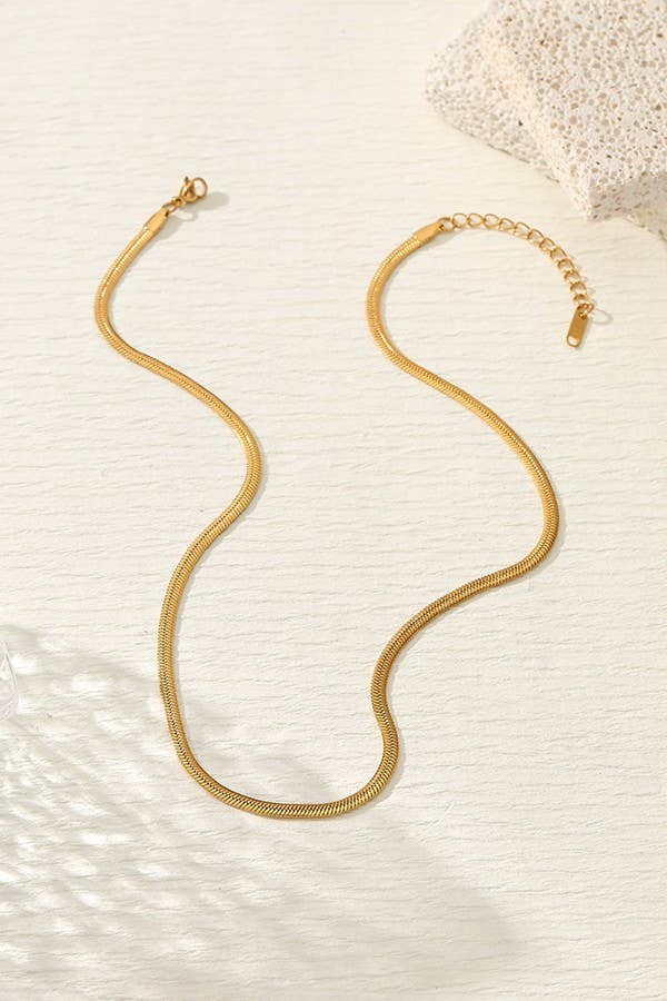 BEACH BUM WATERPROOF HERRINGBONE CHAIN GOLD