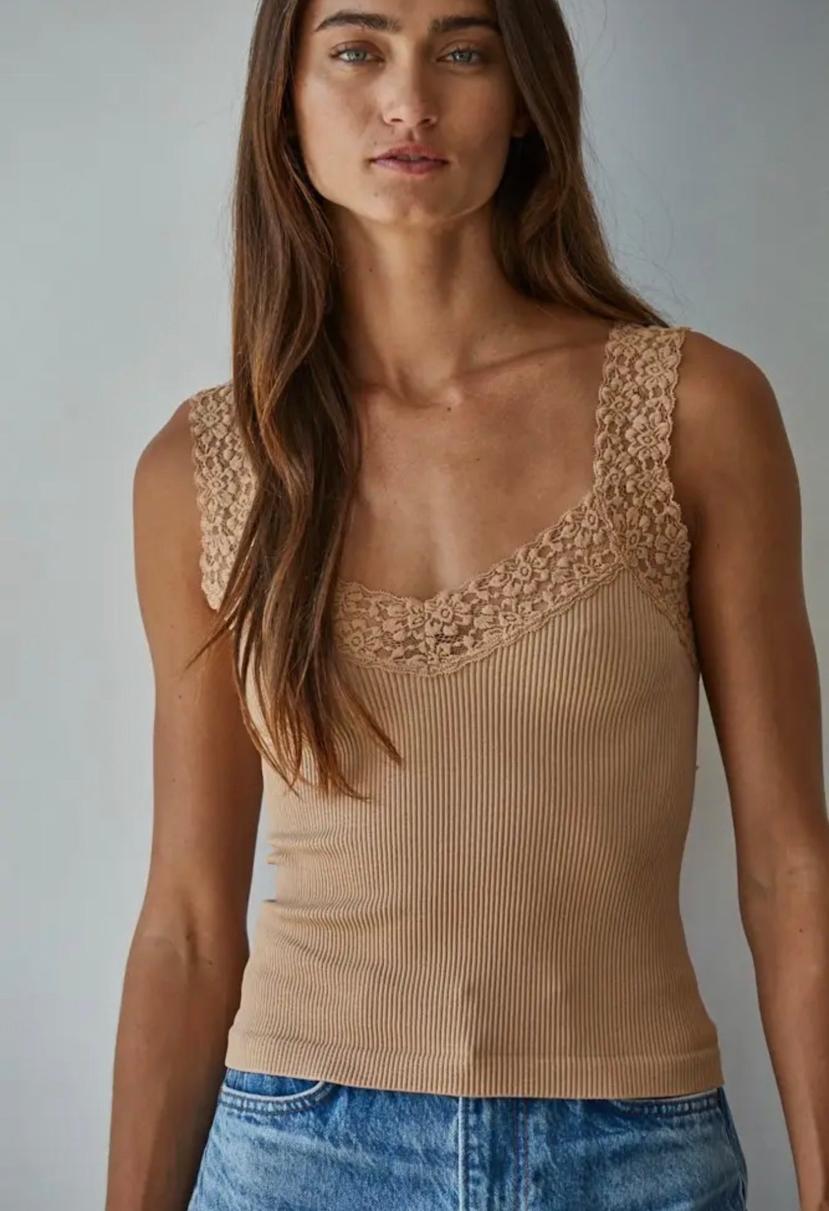 Madison Lace Cami - Almond