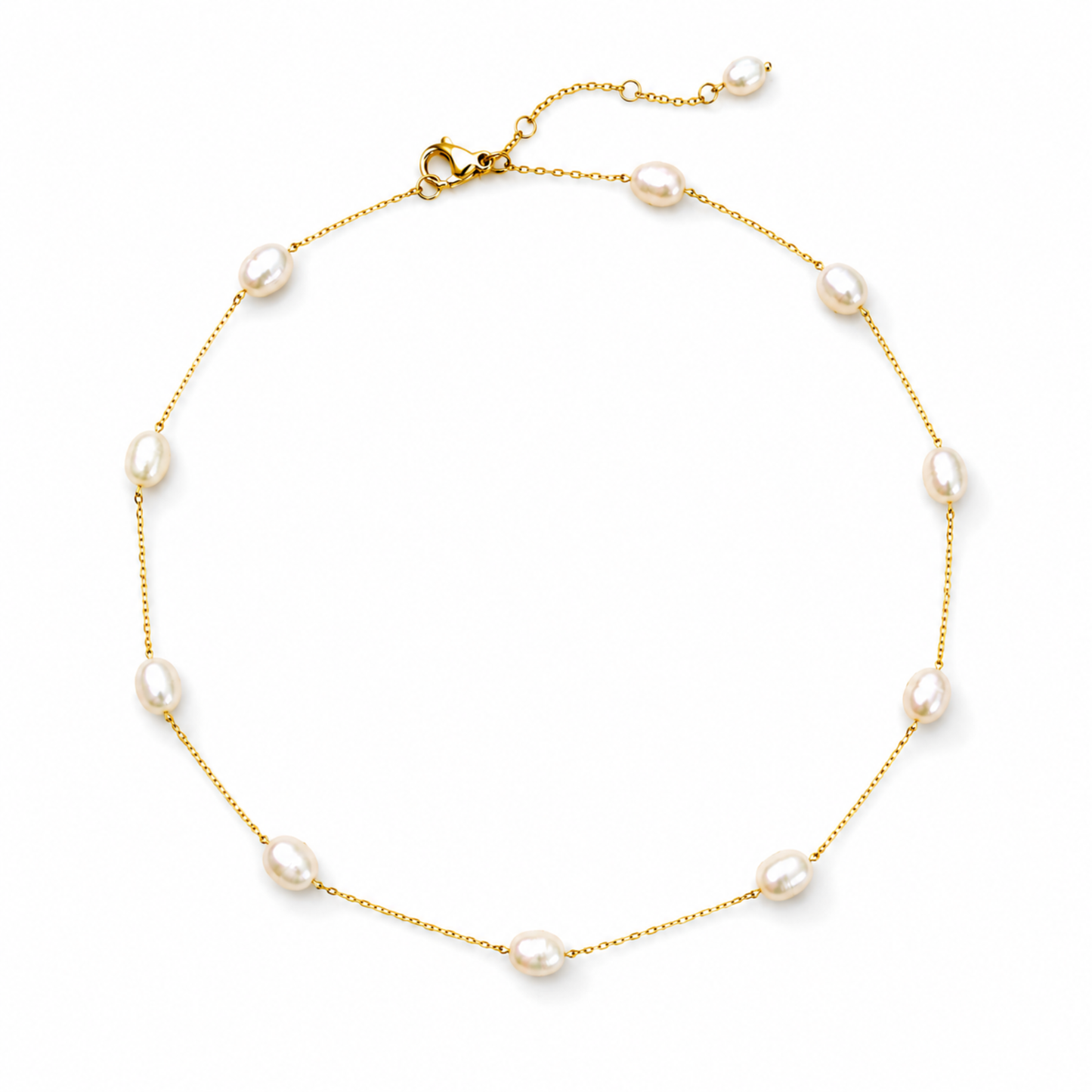 Esther Freshwater Pearl Station Necklace: Cream