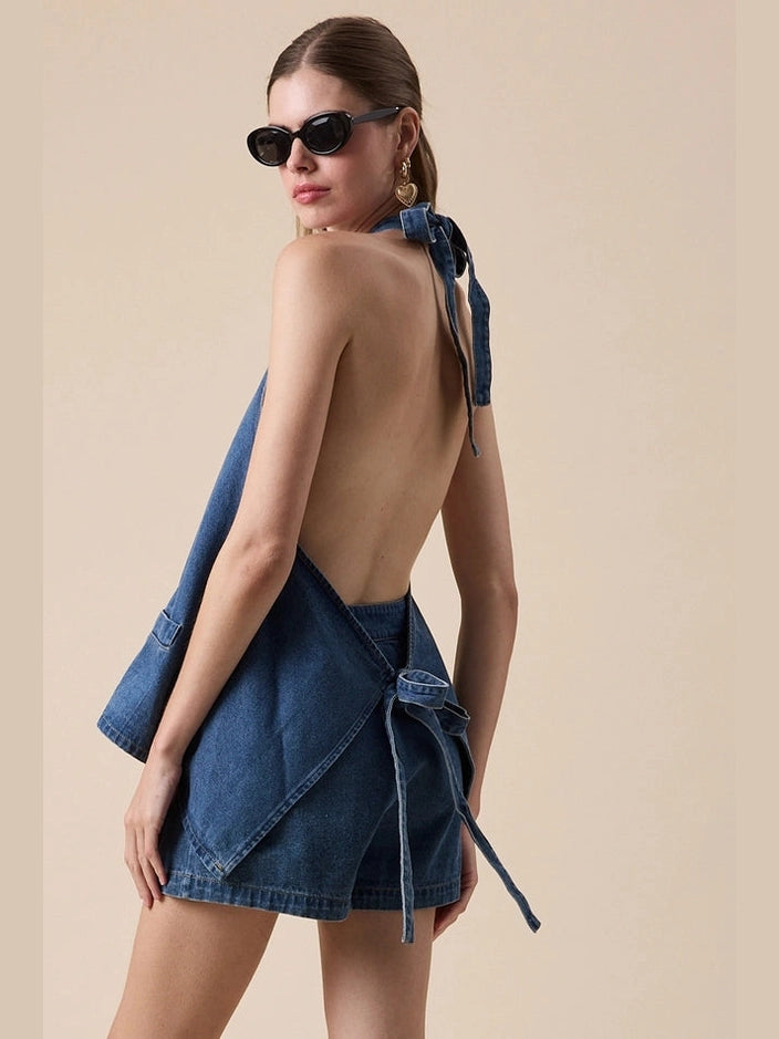 JAZZY DENIM HALTER TOP