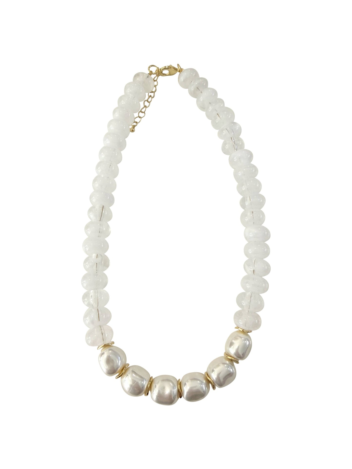 Brynlee Chunky Beaded Necklace with Pearl Accents - White