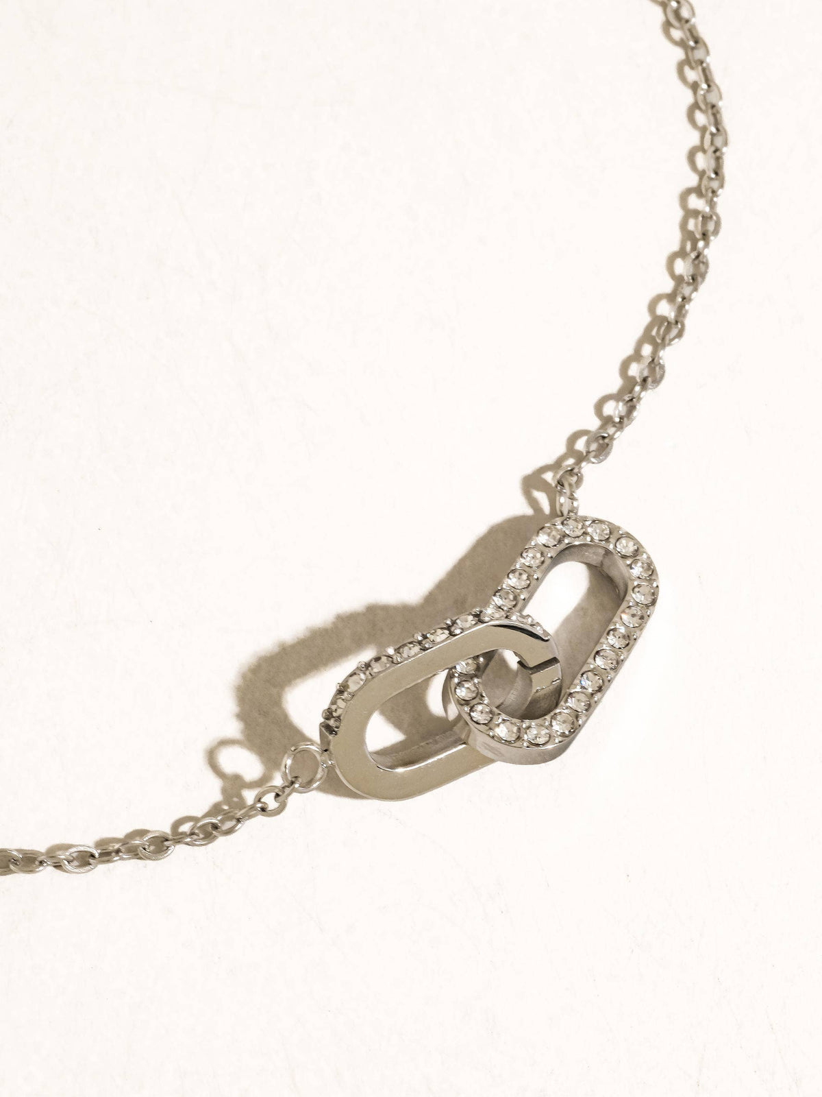 Priamo 18K Gold Non-Tarnish CZ Chain Necklace: Silver