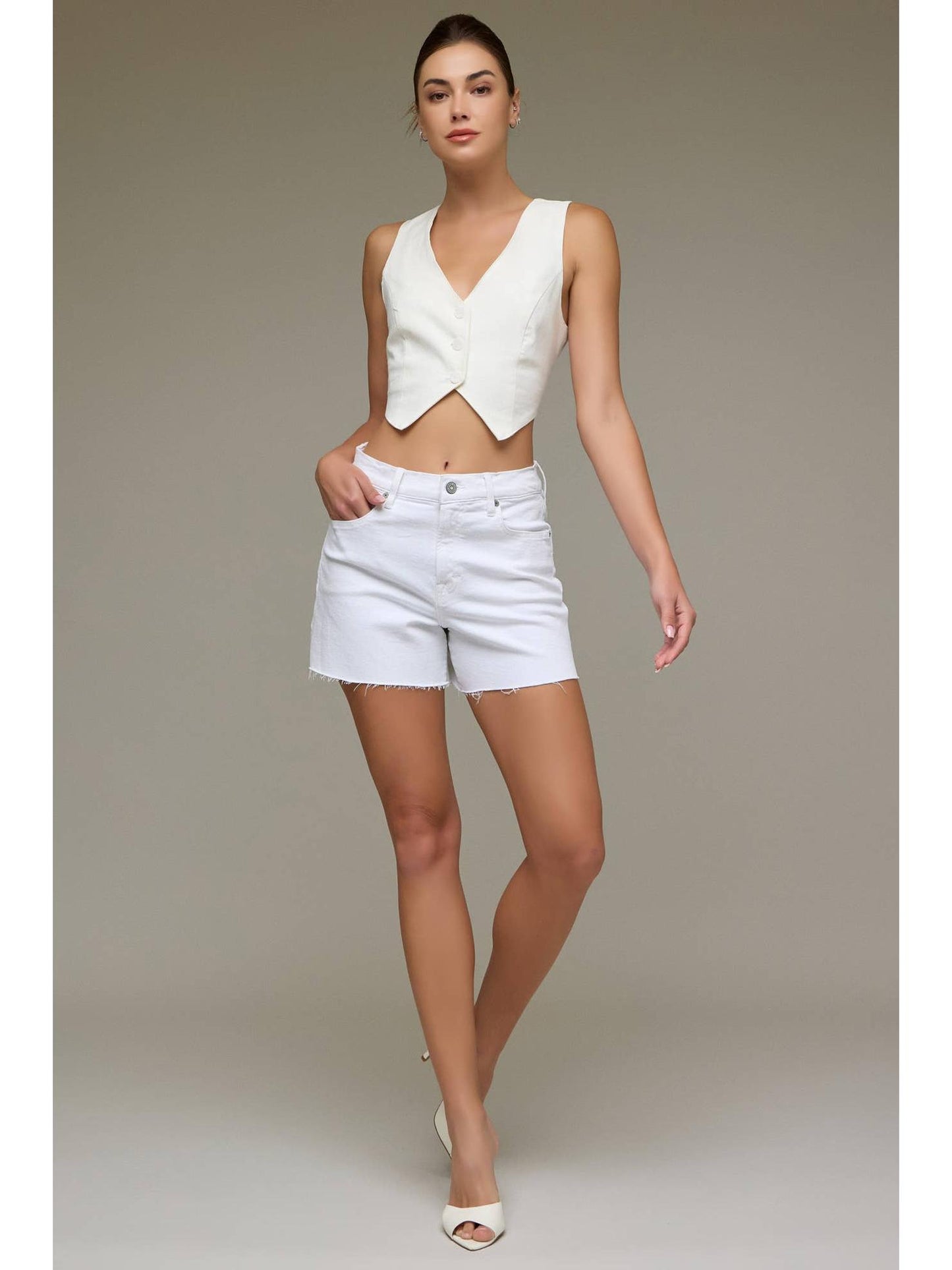 Abby White 4" Inseam A Line Shorts