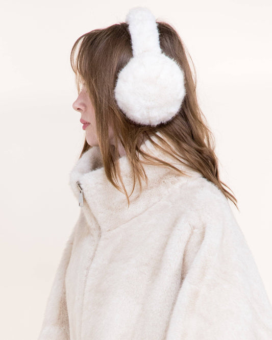Luxe Teddy Ear Muffs: WHITE / One Size