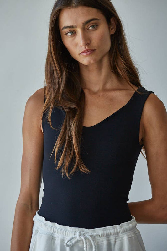 Cleo Double Layered Seamless Bodysuit: Black