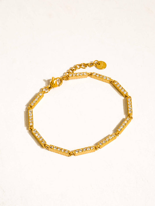 Tamsin 18K Gold Non-Tarnish CZ Tennis Chain Bracelet: Yellow Gold
