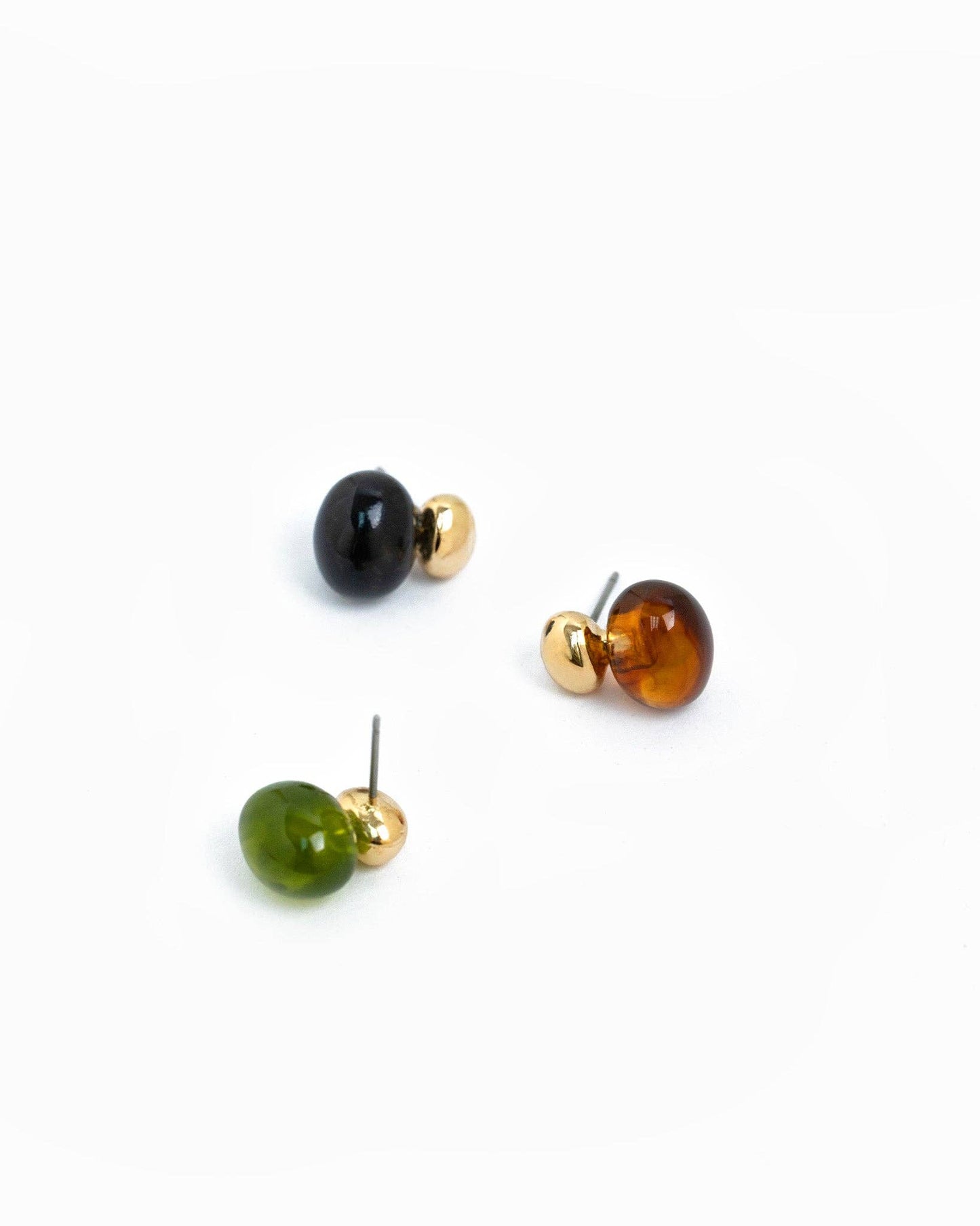 Double Vision Marble Stone Studs: Olive