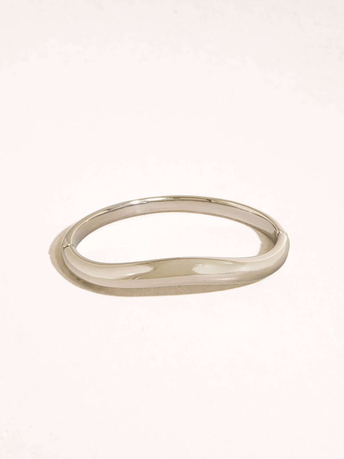 Mathieu 18K Gold Non-Tarnish Sculptural Bangle Bracelet: Silver