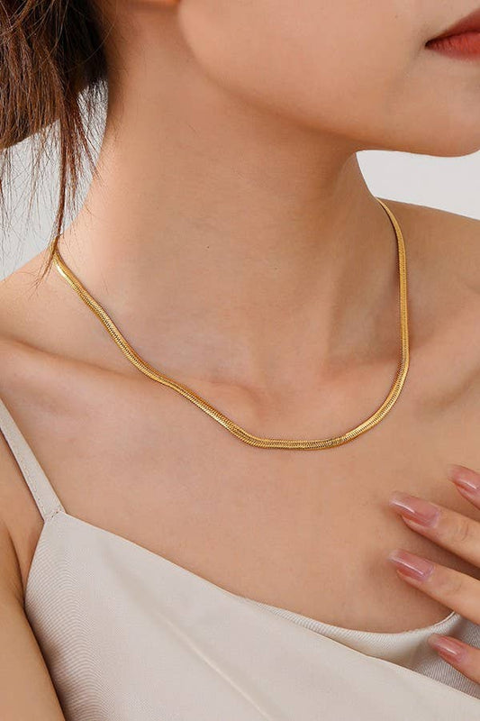 BEACH BUM WATERPROOF HERRINGBONE CHAIN GOLD