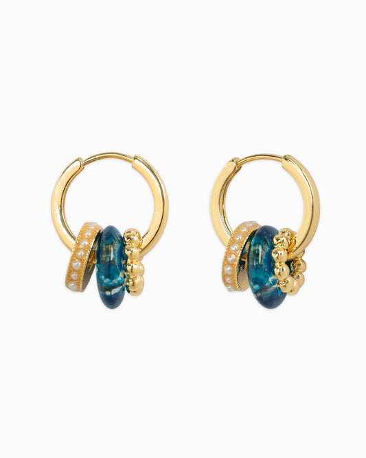 SET THE VIBE RONDELLE PEARLHOOPS BLUE