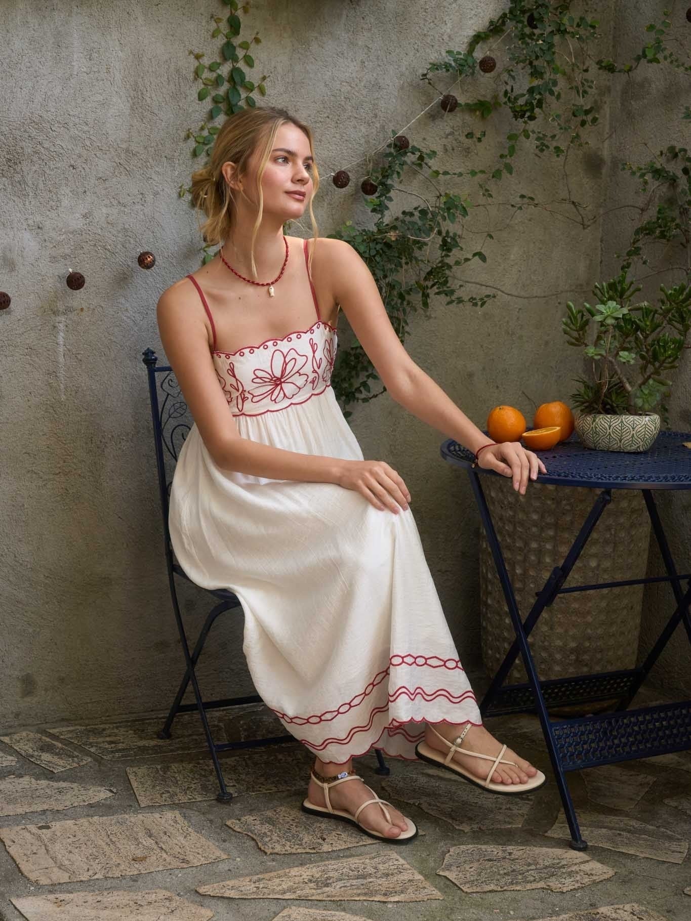 KAT EMBROIDERED MIDI DRESS