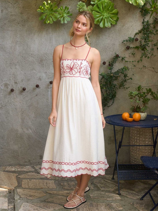 KAT EMBROIDERED MIDI DRESS