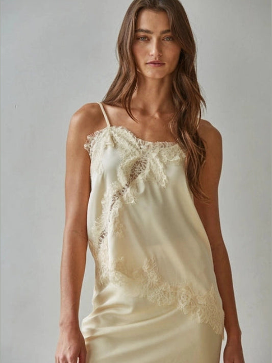CAROLINE LACE SATIN TANK