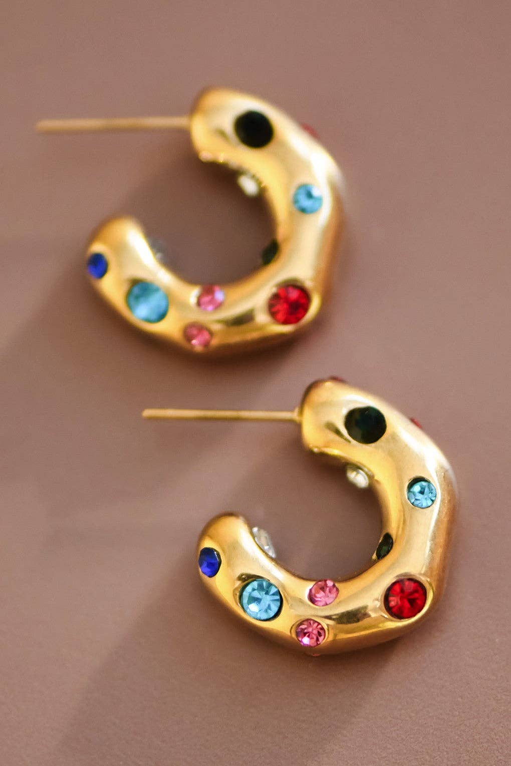 18K Gold Plated Waterproof Stainless Steel Hoop Earrings