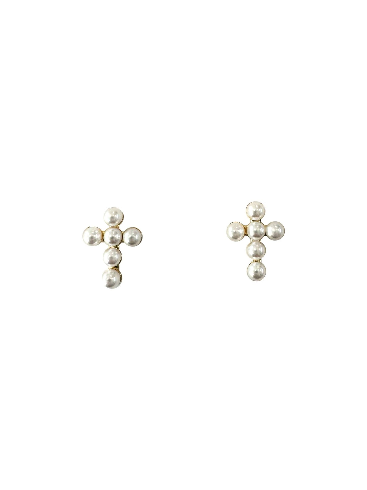 Mini Pearl Cross Stud