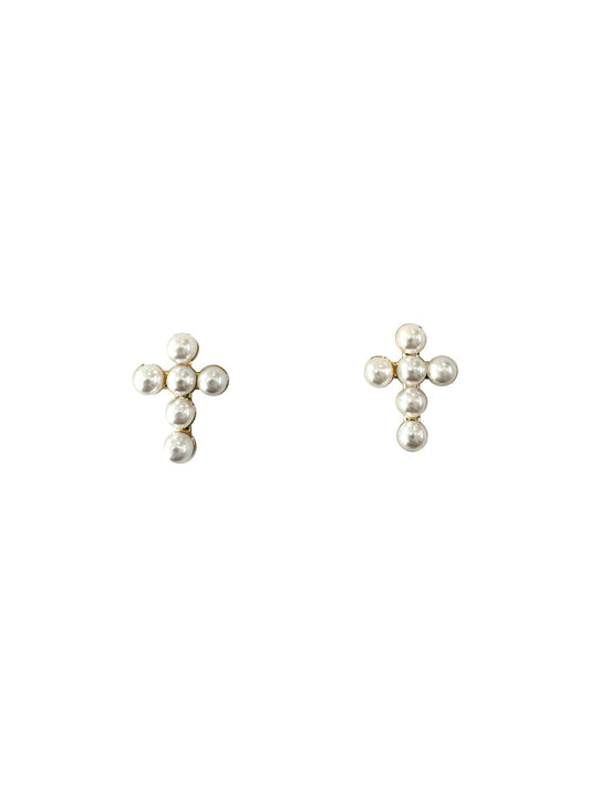 Mini Pearl Cross Stud