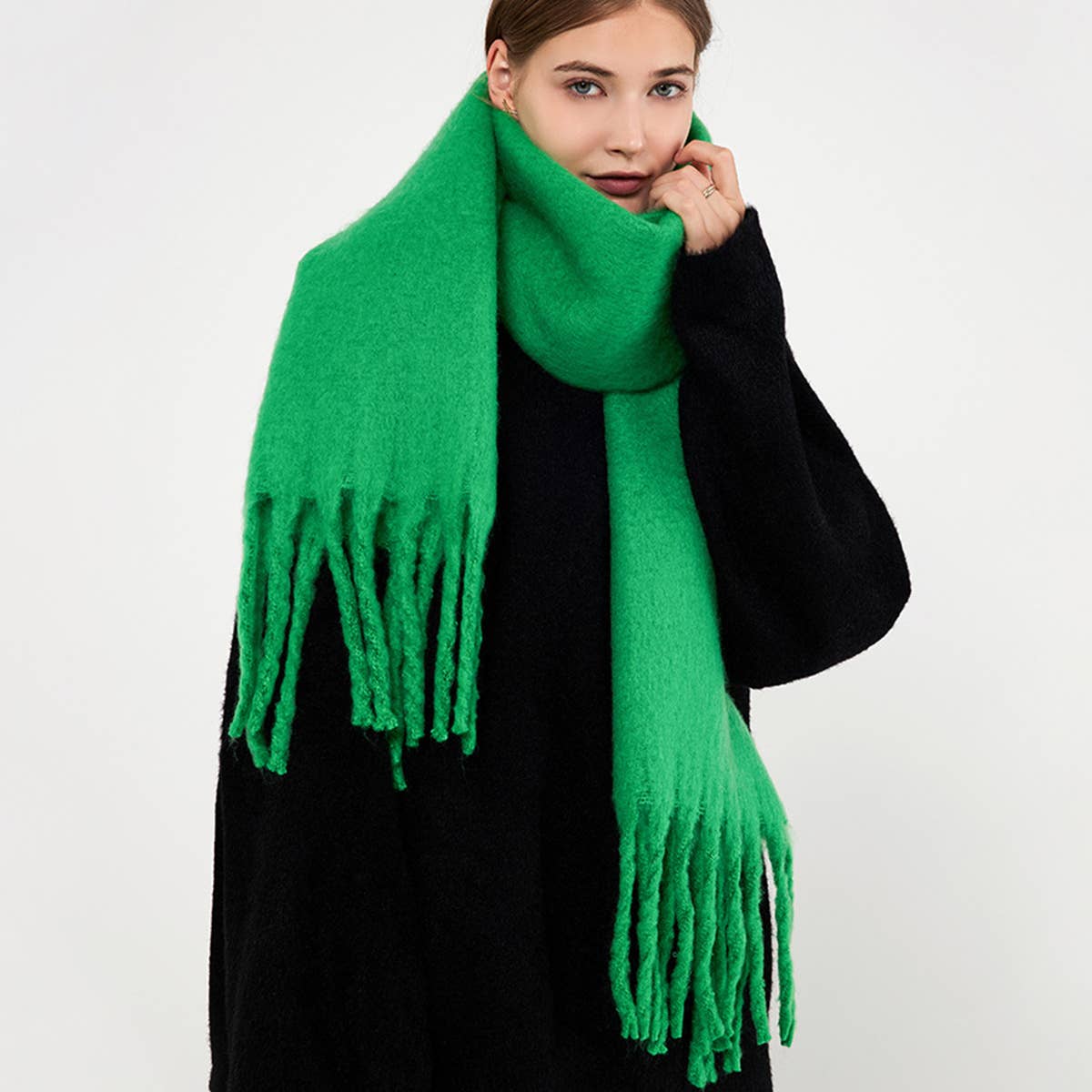 Soft Mohair Feel Scarf: Black