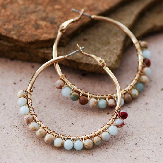 Boho Jasper Stone Beaded Earrings