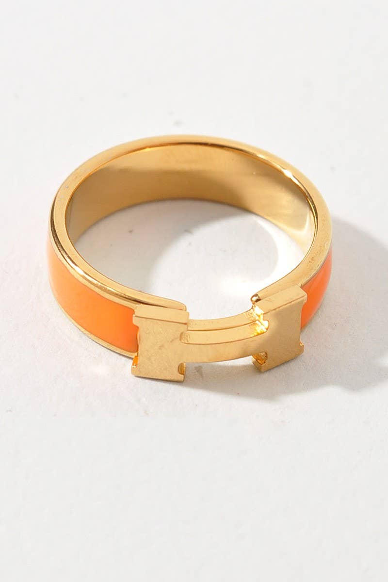 Enamel H Design Ring: Orange